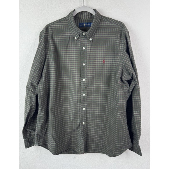 Ralph Lauren Men's Tartan Plaid Button Down Shirt Flannel Green Red Sz XL Preppy - Picture 7 of 7
